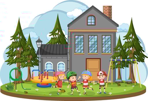 Children outdoor scene isolated vector