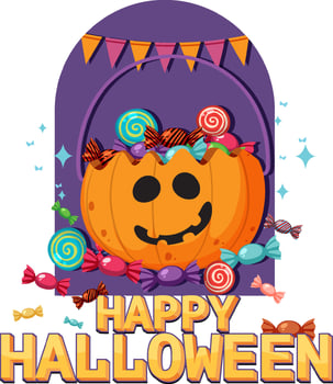Happy Halloween Text Logo Cartoon Concept vector