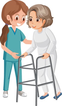 Nurse with patient cartoon character vector