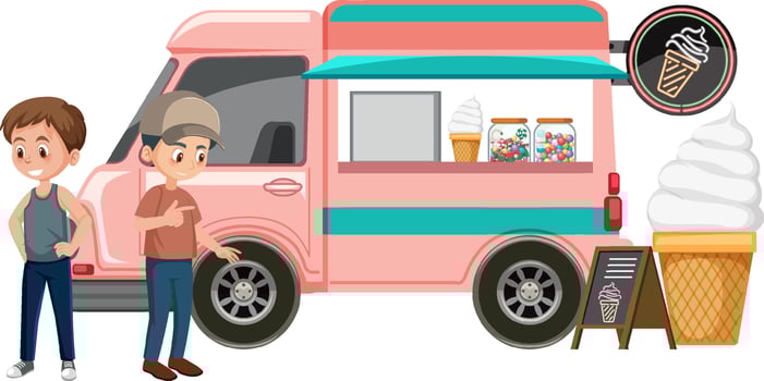 People standing at icecream truck vector