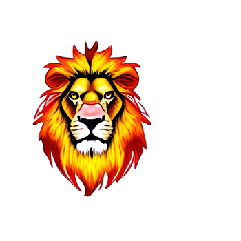 Colorful lions Head Logo, lions face Sticker, modern pop art style, dark Black background. png