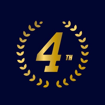Vector illustration of 4th celebration icon with elegant golden gradient colors