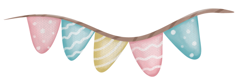Birthday party flag watercolor hand draw png
