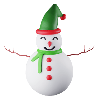 3D rendering front view snowman isolated on transparent background 1 png