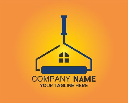 logo for painting tools in the shape of a house vector