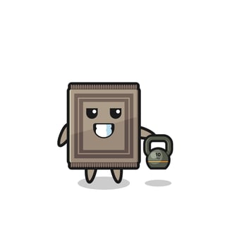 carpet mascot lifting kettlebell in the gym vector