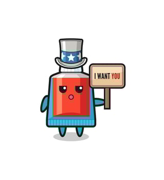 toothpaste cartoon as uncle Sam holding the banner I want you vector