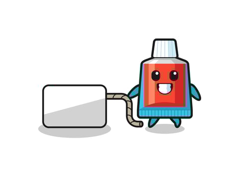 toothpaste cartoon is pulling a banner vector