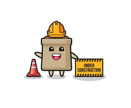 illustration of wheat sack with under construction banner vector