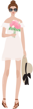 woman in summer dress costume for party png