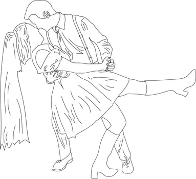Dancing line art man and woman vector