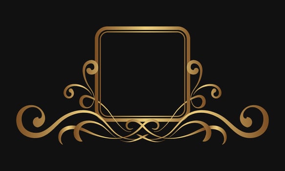 vintage ornament, logo border, gold decoration vector