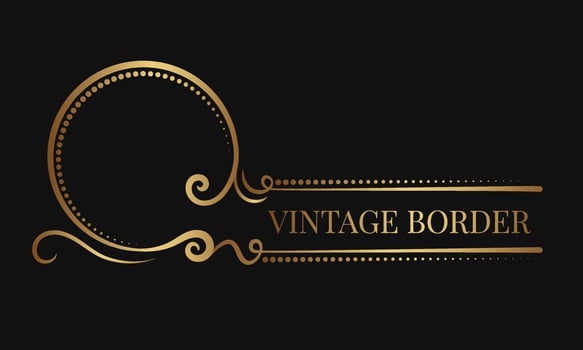 vintage ornament, logo border, gold decoration vector