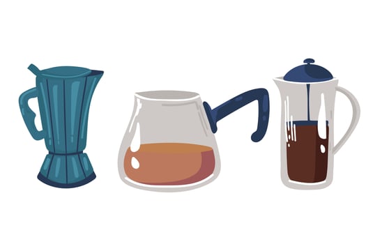 Big set of icons in flat style. Stylish coffee set of icons. Coffee, coffee drinks, coffee pots, and other vector