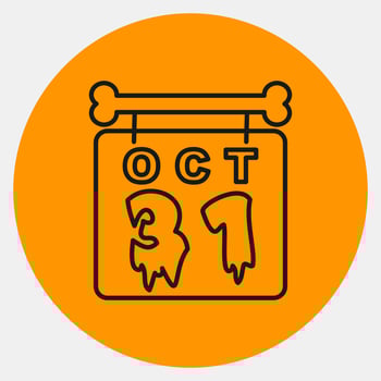 Icon halloween calendar.Icon in orange style. Suitable for prints, poster, flyers, party decoration, greeting card, etc. vector