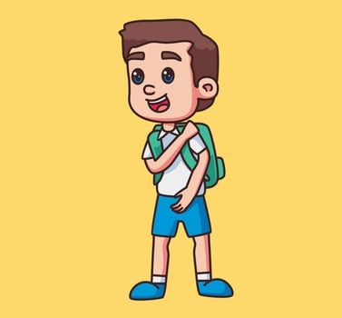 little boy school bag cartoon illustrationtemplate ss.cdr vector
