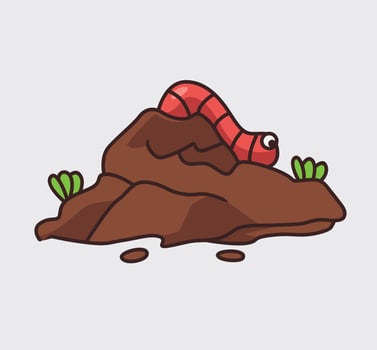 Earthworms are crawling cartoon illustration vector