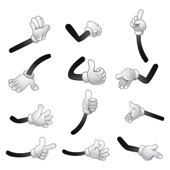 Cartoon hands gloves collection. Vector illustration