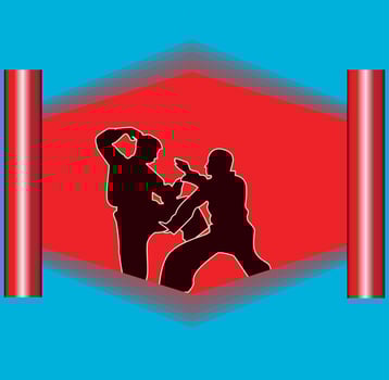 vector silhouette image of martial arts sports at sea games