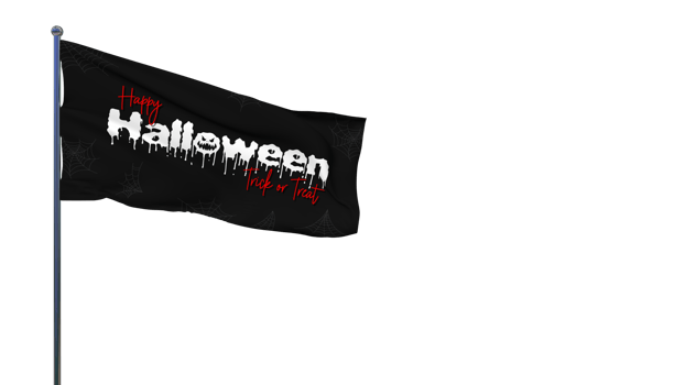 Happy Halloween Trick or Treat Scary Waving Flag with Spider Web, 3D Rendering png