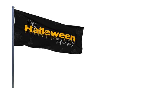 Happy Halloween Trick or Treat Scary Waving Flag with Spider Web, 3D Rendering png
