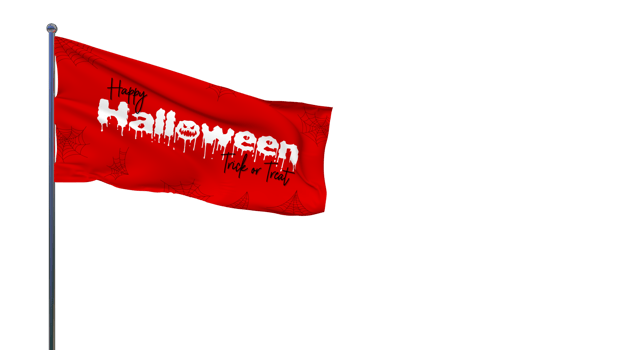 Happy Halloween Trick or Treat Scary Waving Flag with Spider Web, 3D Rendering png