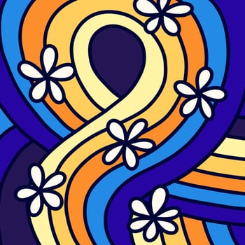 Abstract Sixties Retro Doodle Floral Design vector