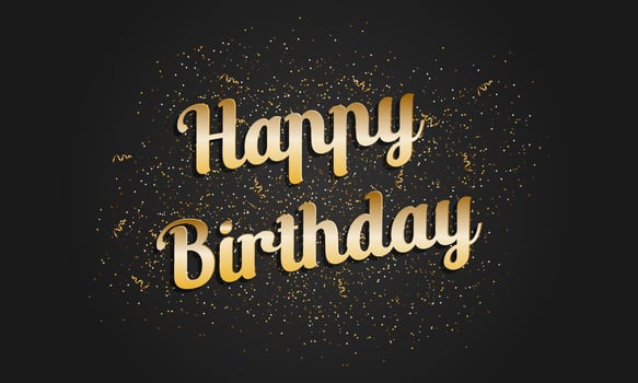 Happy birthday lettering with sparkle conffetti. vector