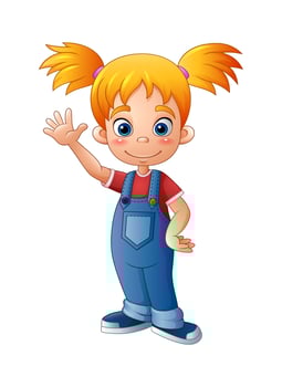 Cartoon little girl waving hand vector