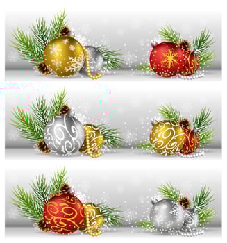 Christmas decoration with fir-tree garland isolated on white vector