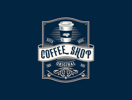 coffee shop retro logo vintage style vector