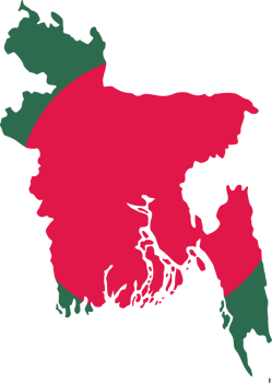 Bangladesh map city color of country flag. png