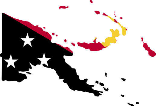 Papua New Guinea map city color of country flag. png