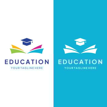 Creative student education logo template design with hat, book, pencil or pen sign.Inspired by graduating students.Logos for universities, colleges of education and schools. vector