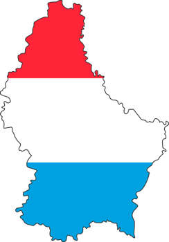 Luxembourg map city color of country flag. png
