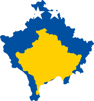 Kosovo map city color of country flag. png