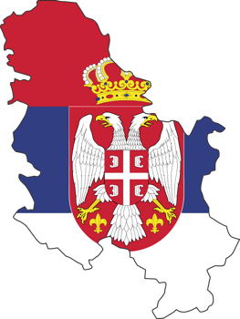 Serbia map city color of country flag. png