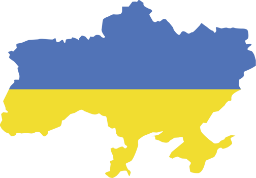 Ukraine map city color of country flag. png