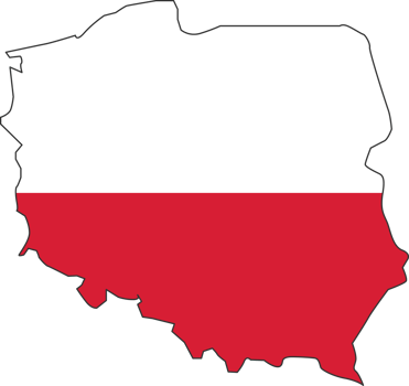 Poland map city color of country flag. png