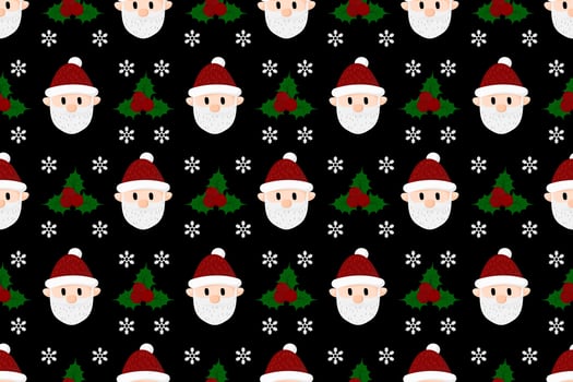 Christmas seamless pattern design. Santa,gift,deer,snowman,Christmas tree,Christmas leaves, vector illustrations background.