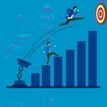 the concept of pursuing targets or Profits. Illustration of a businessman who beats other businessmen by taking advantage. Business vector illustration