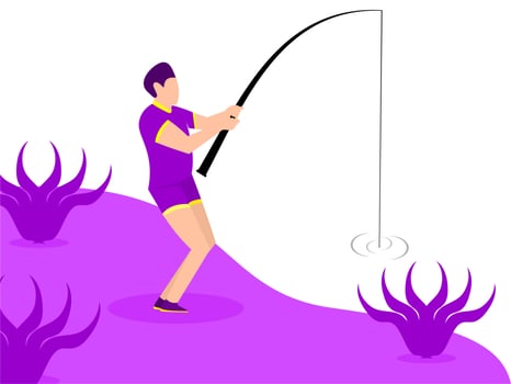 fishing man. fishing man graphic illustration. fishing flat design vector