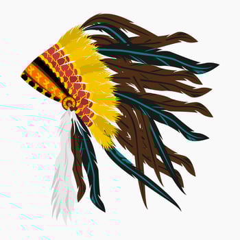 Editable Isolated Side View Native American Headdress Vector Illustration for Traditional Culture and History Related Design