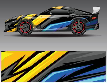 Car wrap design vector. Graphic abstract stripe racing background kit designs for wrap vehicle  race car  rally  adventure and livery vector
