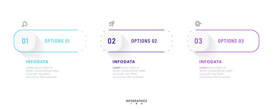 Vector Infographic label design template with icons and 3 options or steps. Can be used for process diagram, presentations, workflow layout, banner, flow chart, info graph.