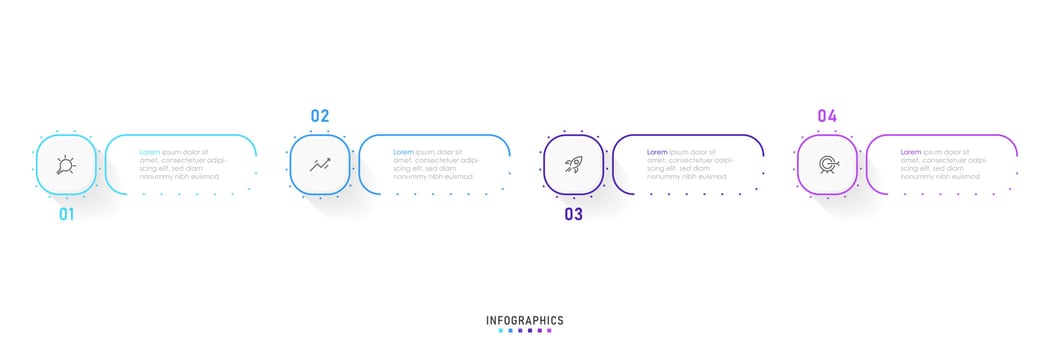Vector Infographic label design template with icons and 4 options or steps. Can be used for process diagram, presentations, workflow layout, banner, flow chart, info graph.