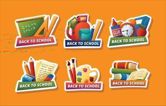Back to School Stickers Set vector