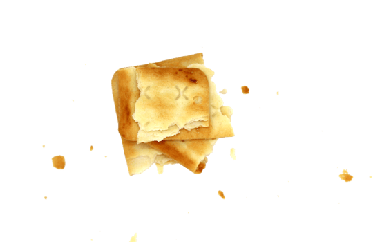 whole wheat cracker and broken crushed on transparent background , top view png file