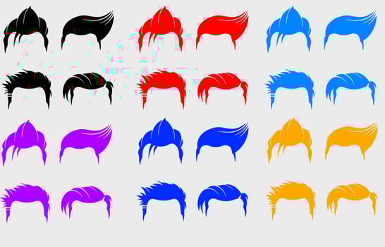 cool men's hairstyles with many color choices vector