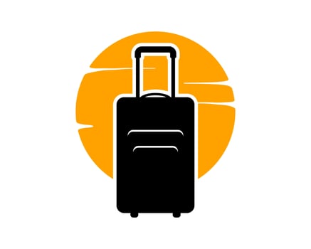 suitcase silhouette with sunset on back vector